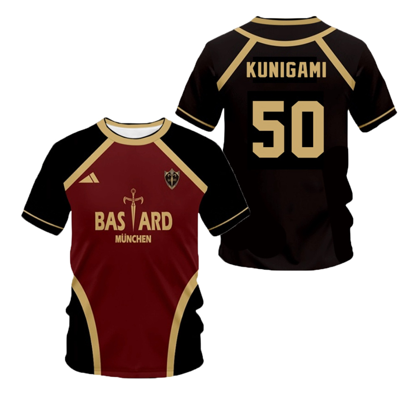 New Tshirt Anime Blue Lock Cosplay Costume Red Uniform Bastard Munchen