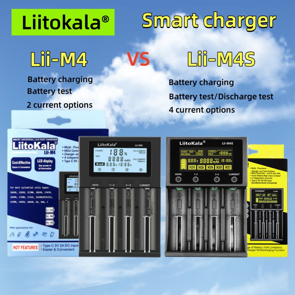 LiitoKala Lii-M4 Lii-M4S Lii-402/202/S2/S4+U1 3.7V 18650 18350 26650 ...
