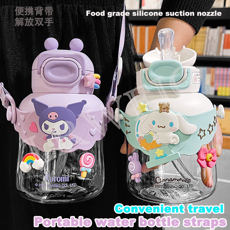 Sanrio Water Bottle With Straw Protable Kuromi Double Drinking Cup For 