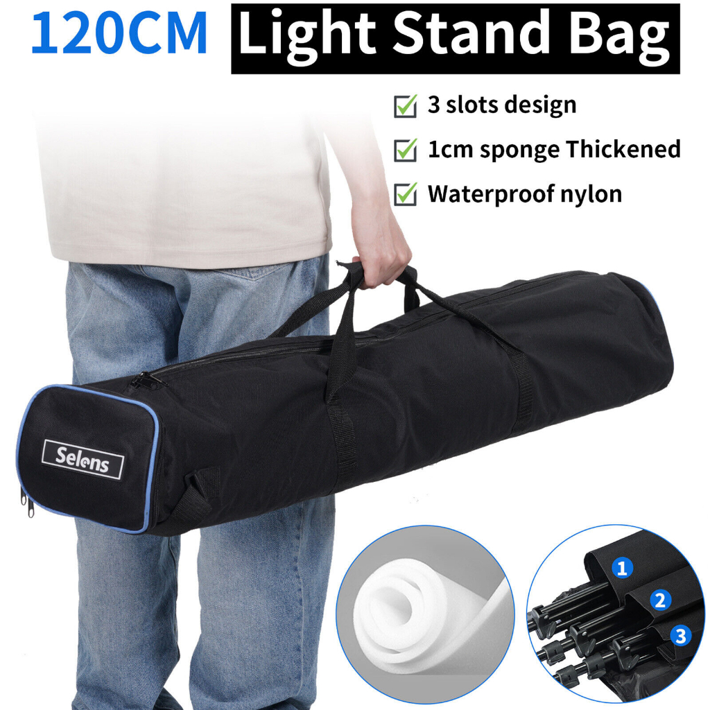 thumbnail image 2 of 120cm Black Padded Tripod Carry Bag – Waterproof Oxford Cloth, With Strap, For Camera Tripods & Light Stands 2 of 3