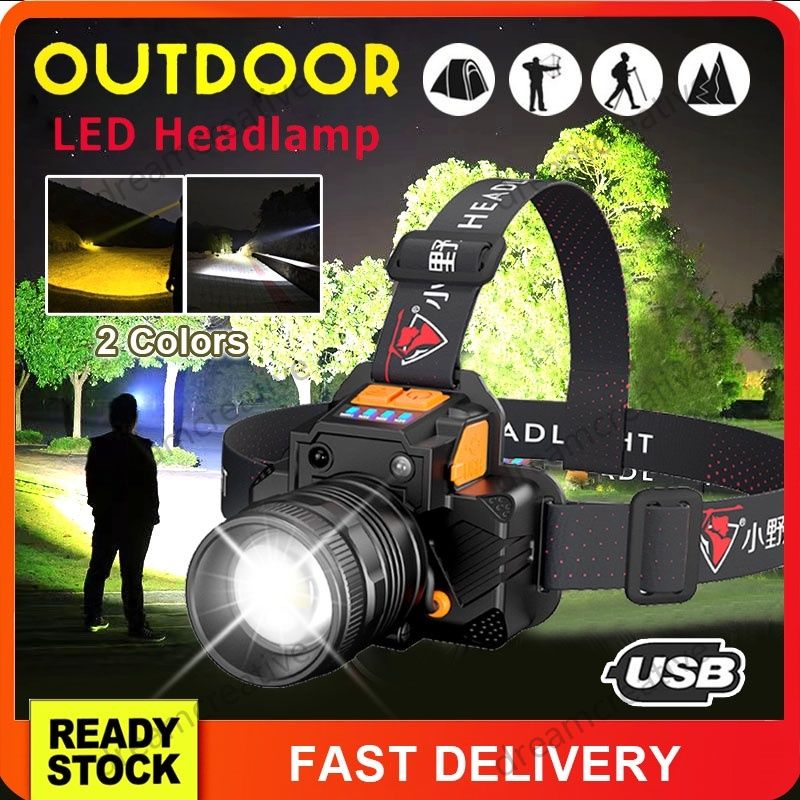 L2 LED Super Bright Outdoor Headlamp 3 Mode Rechargeable USB