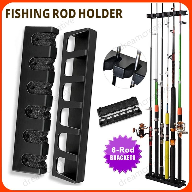 Fishing Rod Holder 6Rod Rack Vertical Fishing Pole Holder Brackets
