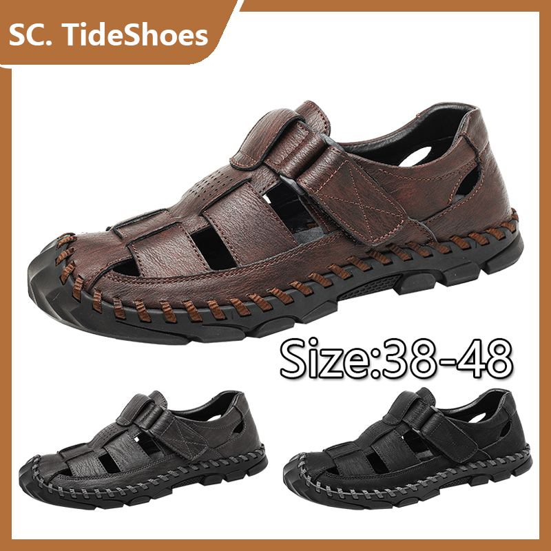 Men's Sandals Outdoor Casual Plus Size Sandals Leather Beach Sandals ...