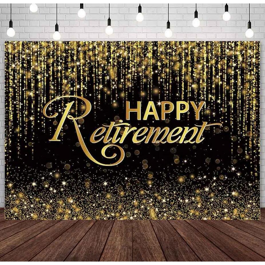 7x5ft Happy Retirement Backdrop Black and Gold Glitter Photography ...