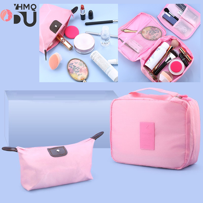 Pink Cosmetic Bag Large Capacity Multifunctional Oxford Travel