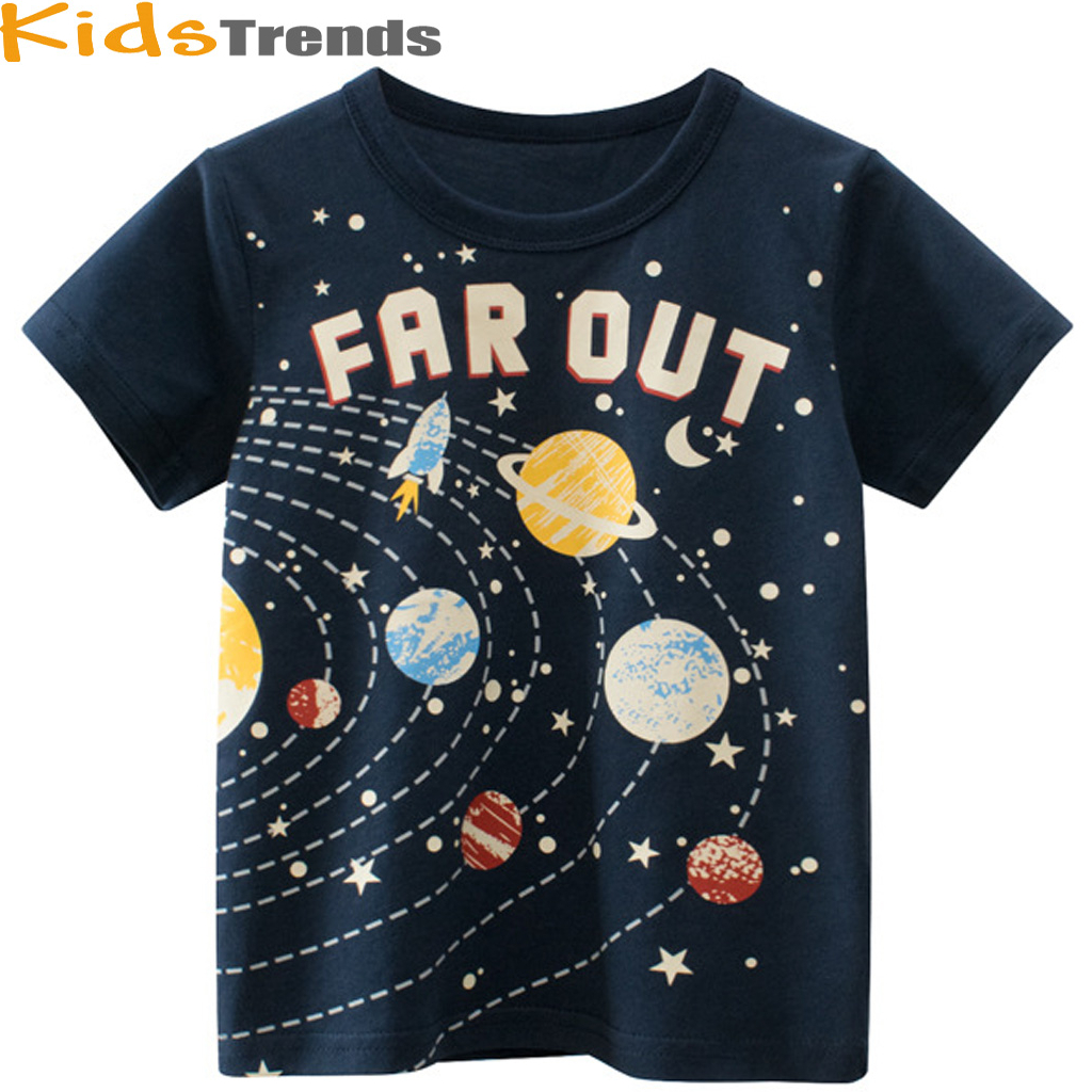 Boys Tshirt Children Space Tops Short Sleeve Stitching Fashion Kids ...