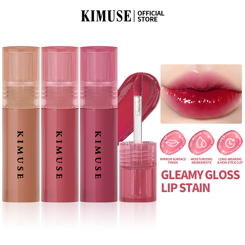 KIMUSE Mirror Lip Glaze Moisturizing Water Lip Gloss Toot Lip Tint Long ...