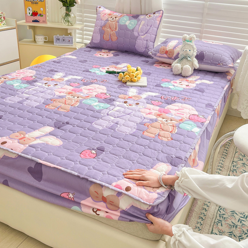 New Cartoon Bedsheet Brushed Mattress Protector Cover Antibacterial ...