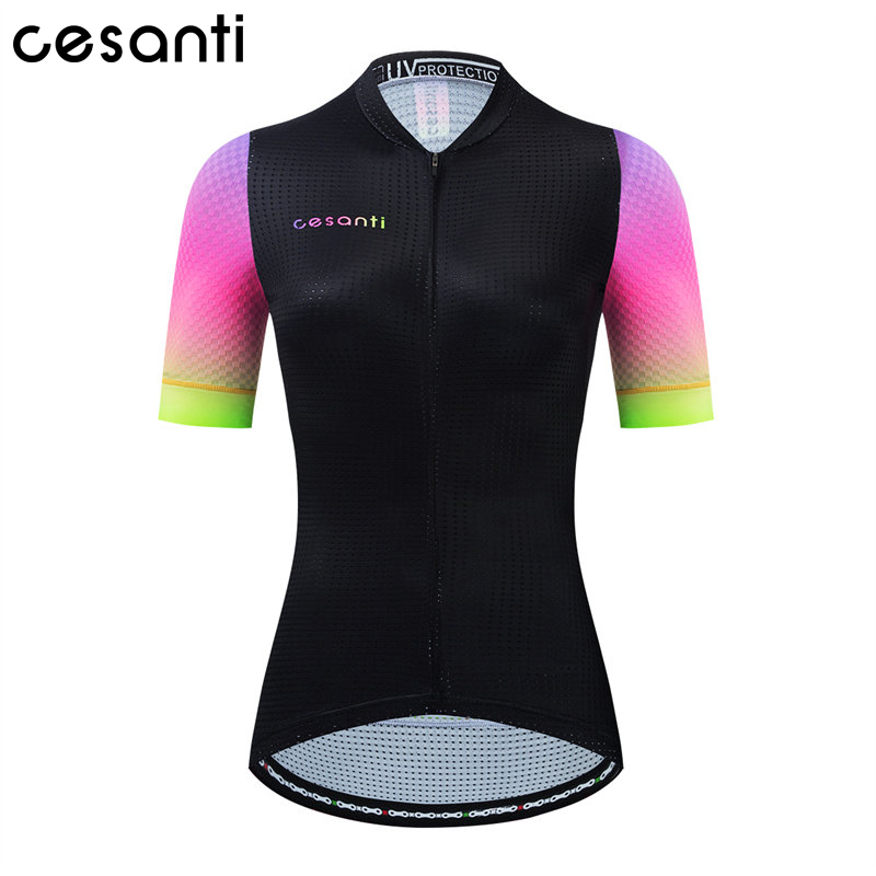 CESANTI Women Cycling Jersey Brethable Black Road Bike Clothing Female