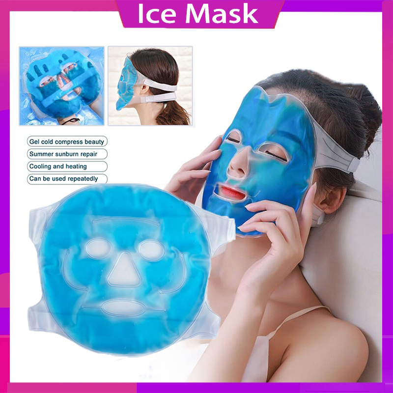 Reusable Cold Compress Gel Ice Pack Face Mask Fatigue Relief Full Face Cooling Patches Mask Anti