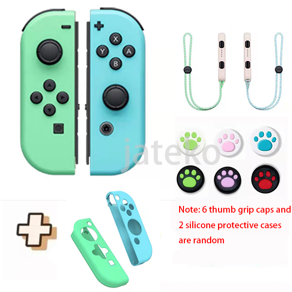 Animal Crossing Joycon Controller (L/R) + 2 Straps + 2 Silicone Case