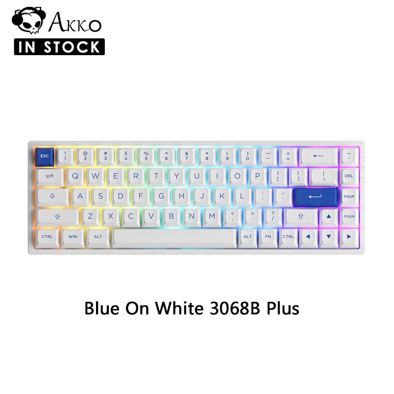 Akko Blue on White 3068B Plus Hot-swappable Mechanical Gaming