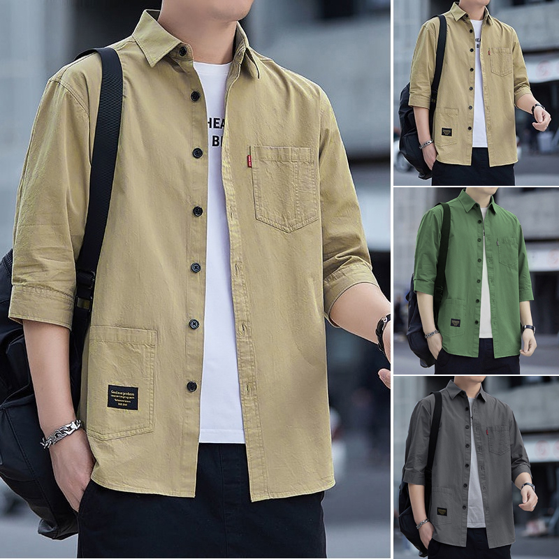 Summer Korean Style Fashion All Match Business Pocket Casual Tooling ...