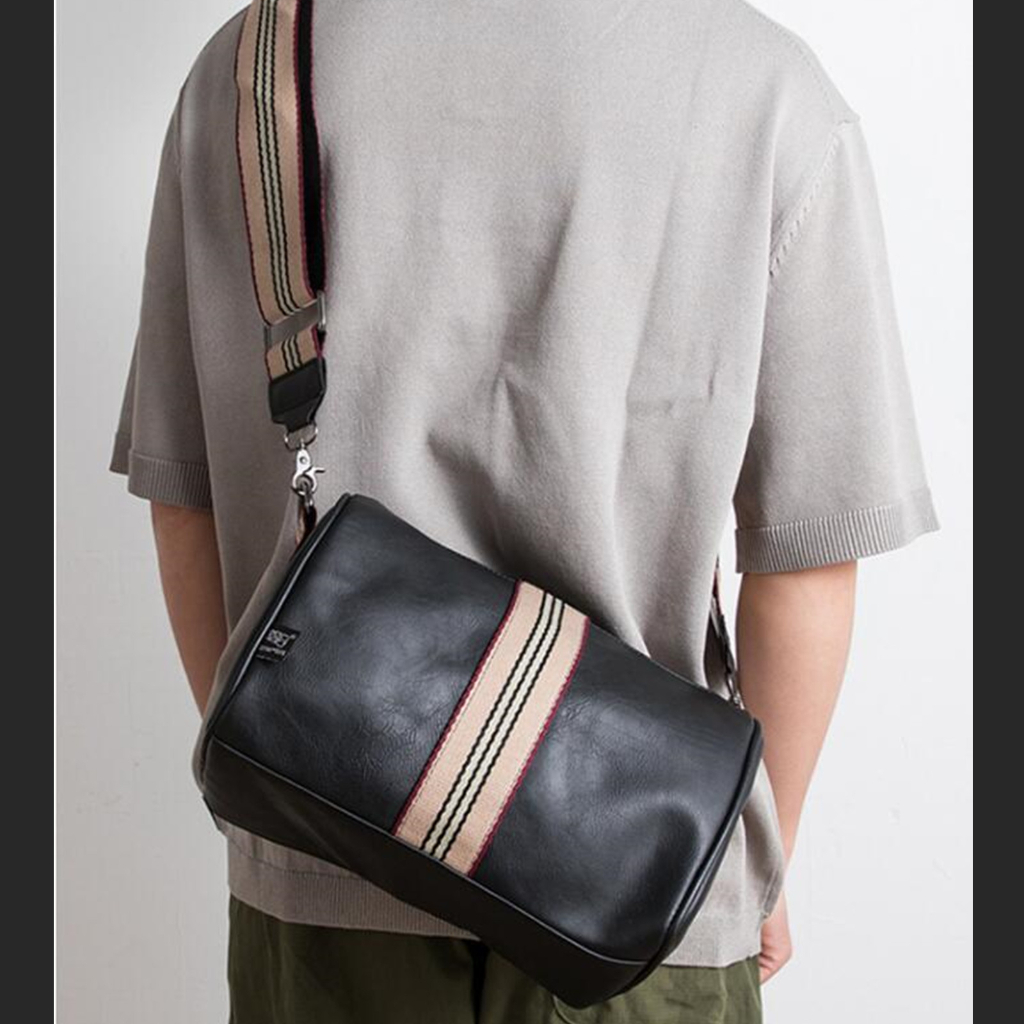 Straw Strawbox Japanese Striped Waterproof Cylinder Bag Men's Fashion