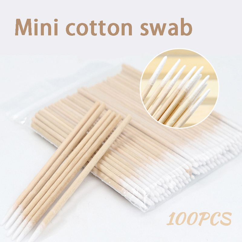 Disposable Ultrasmall Cotton Swab Lint Wood Cotton Buds Swabs Eyelash Extension Glue Removing