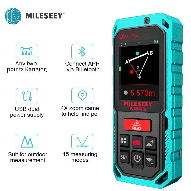 Mileseey 200M Laser range finder Outdoor Laser Measure Device Rechargerable Handheld Laser