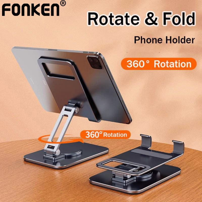 Fonken 360° Rotatable Desk Mobile Phone Holder Adjustable Metal Desktop Tablet Holder Phone