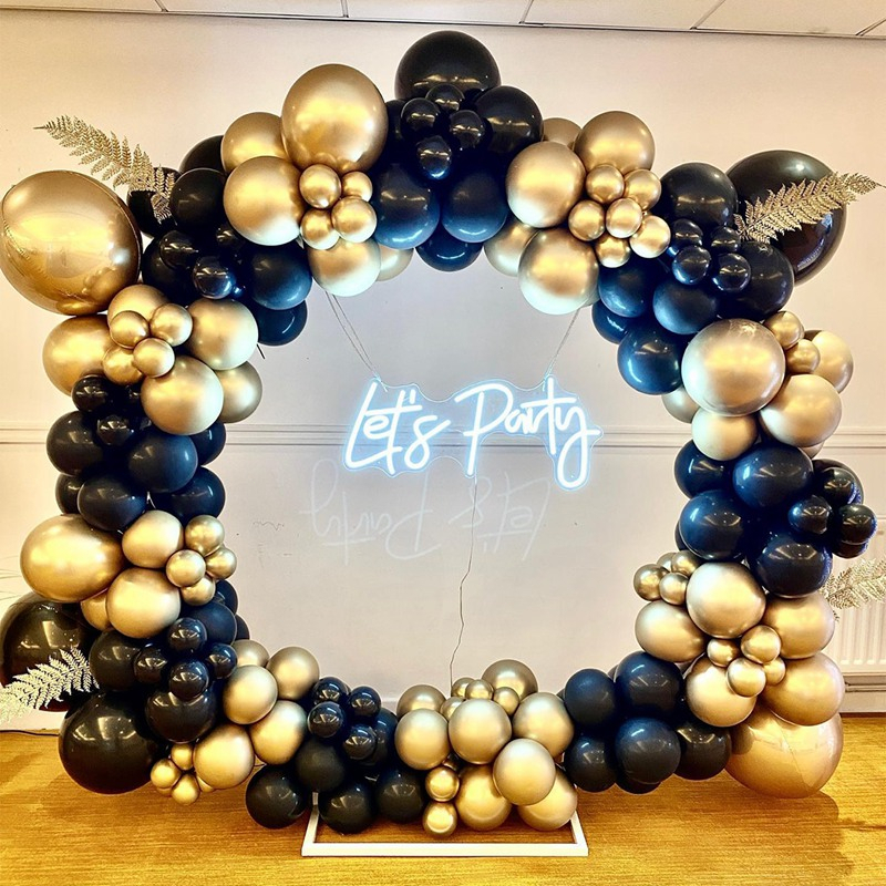 Black And Gold Balloon Garland Arch Kit Metallic Gold Latex Balloons ...