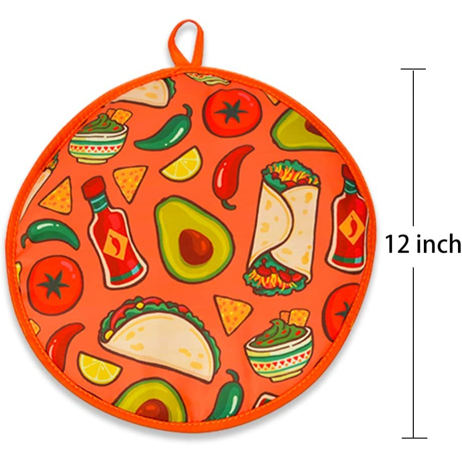Tortilla Warmer 12 Inch Insulated Cotton Fabric Pouch Microwaveable