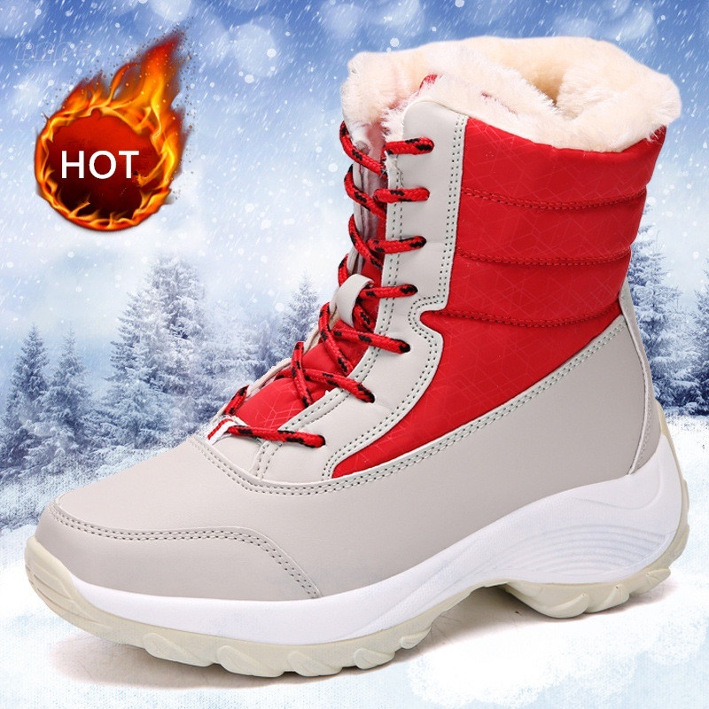 Women's Light Snow Boots Thick Soled Winter High Fleece Warm | Shopee ...