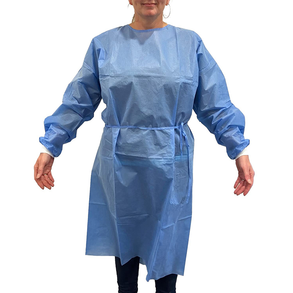 Disposable Lab Coats, Pack of 10 Blue Work Gowns Medium. SMS 45 gsm ...