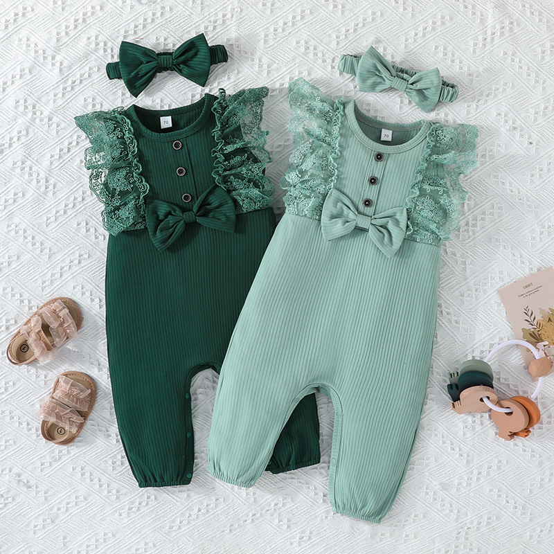 Baby girl green romper hot sale