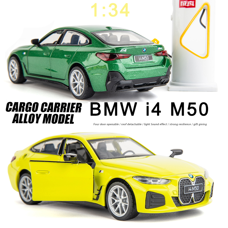 Diecast car 1:34 BMW i4 M50 Electric sports car Models Alloy Car