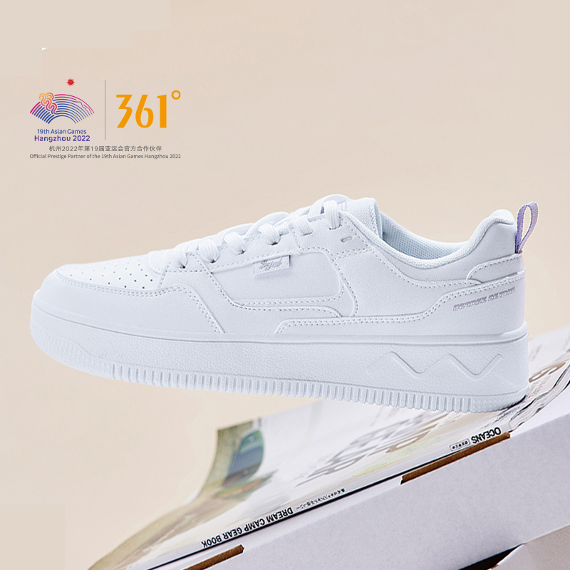 361 Degrees Women White Shoes Board Shoes Air Force One Couple