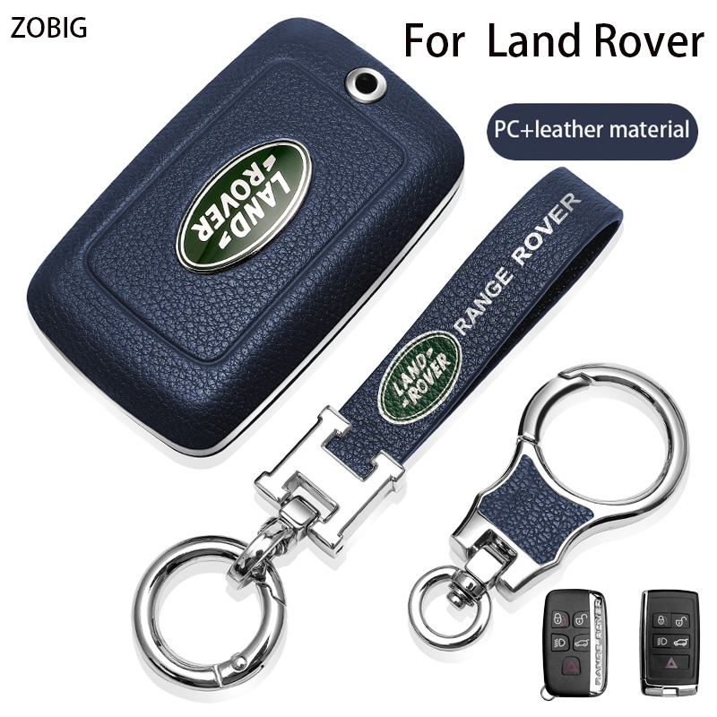 Flensent for Land Rover Key Fob Cover with Leather Keychain