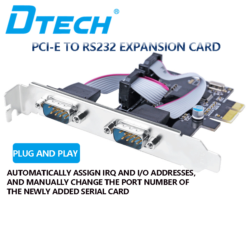 DTECH 2 Port PCI-E Serial Card RS232 PCI Express Adapter COM Port ...