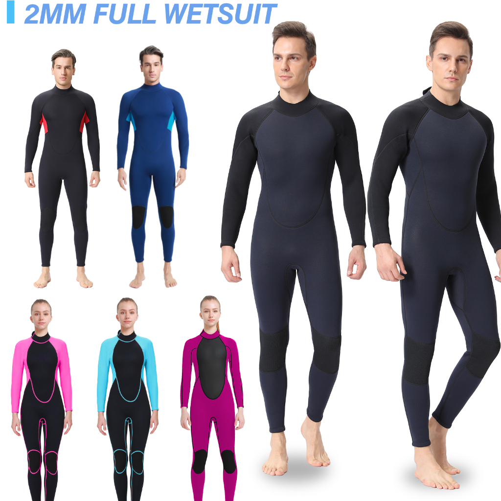 REALON Wetsuit Men 2mm Neoprene Full Body Thermal Scuba Diving Suits, 2mm  Womens One Piece Wet Suit Cold Water Swimsuits for Surfing Snorkeling  Swimming