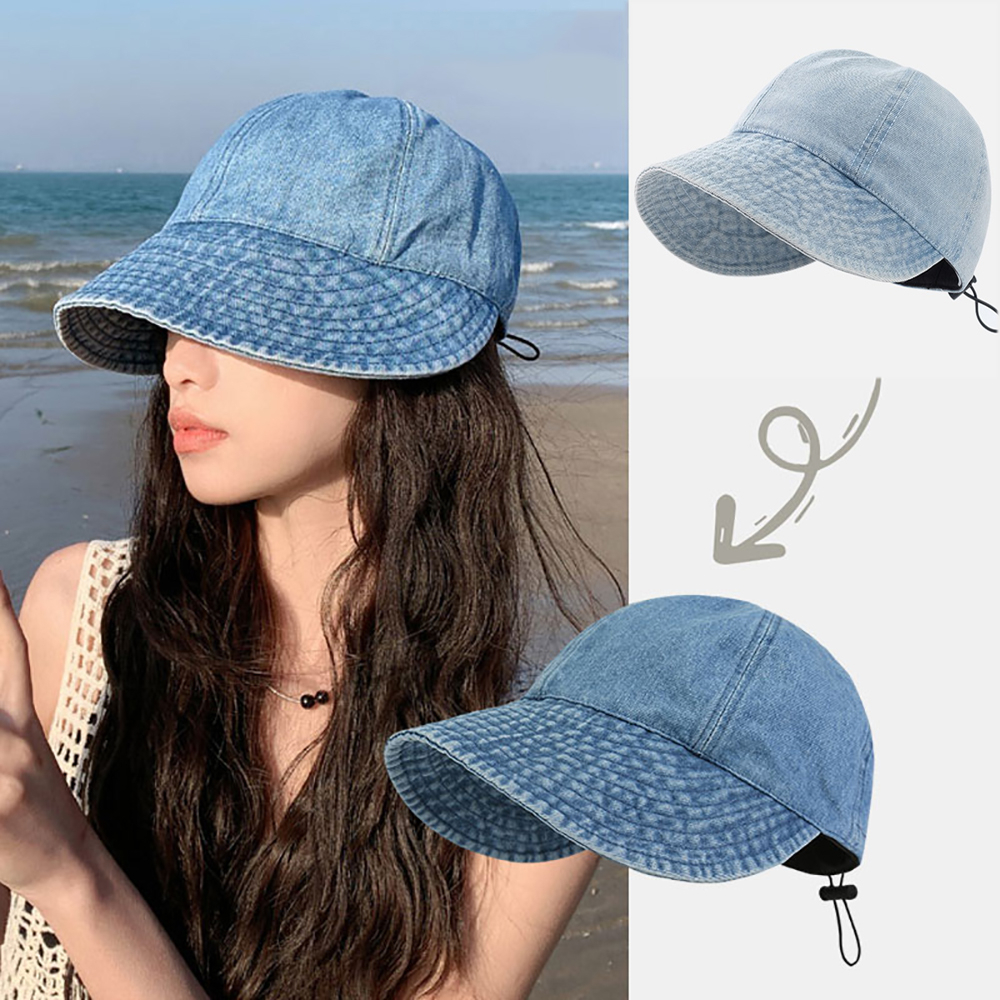 Vintage Stylish Washed Distressed Denim Cap Cowboy Sun Protection ...