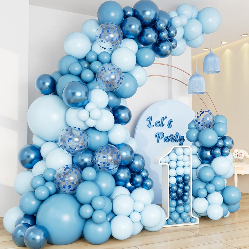 109 PCS Blue Balloons Metallic Bule Balloon Arch Kit Confetti Latex ...