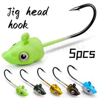 5pcs】Jig Head Hook Lead Barbed Fishing Hook For Soft fishing lure