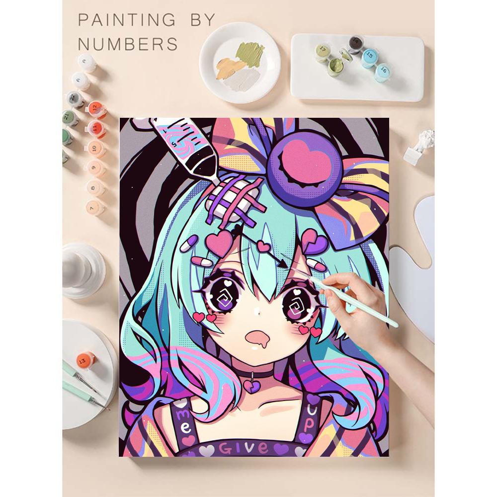 Paint By Numbers Anime Touhou Project DIY Painting Neon Color Succubus