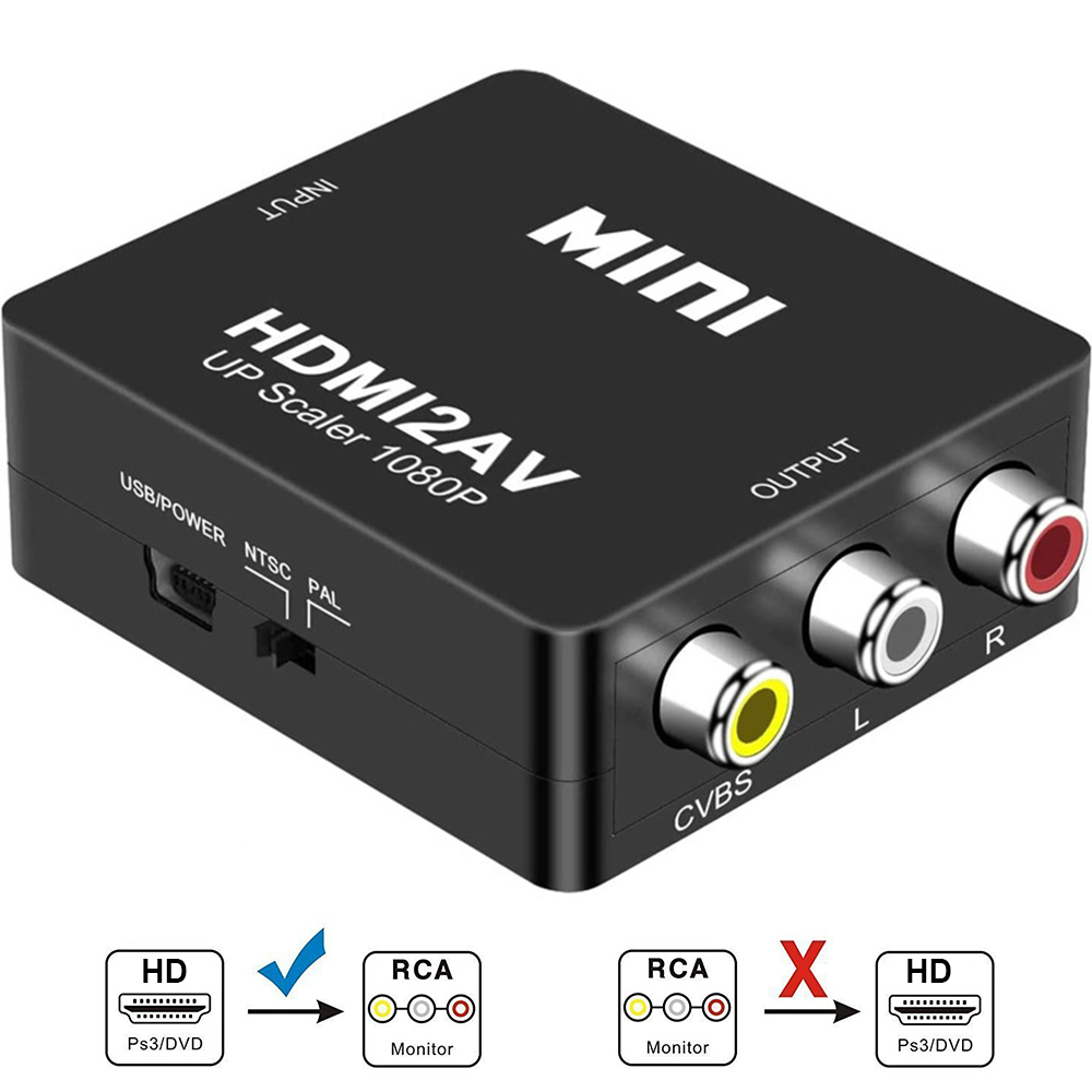 1080P HDMI to AV Scaler Adapter Video Composite Converter HDMI to RCA ...