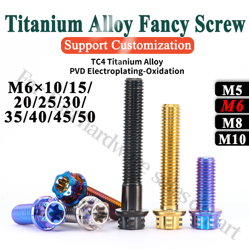 Vis Titanium Flying Spinning Fancy Pour Moto - M6 Longueurs 10 à 35mm - Lot Plat Tête