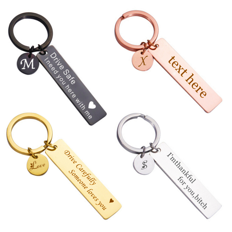 Personalized keychain customized gift stainless steel laser engraved ...