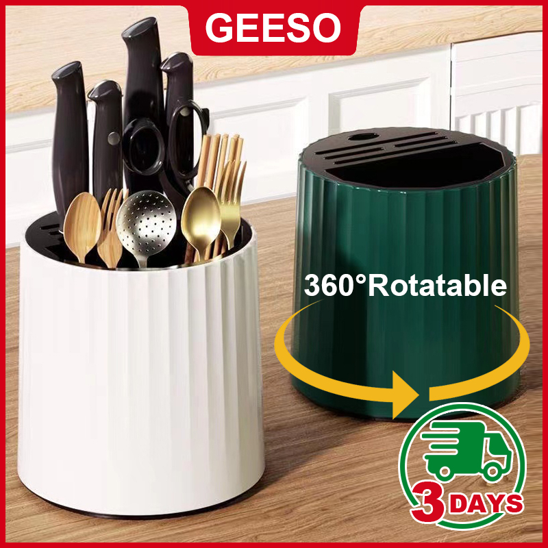 GEESO Cutlery Holder 360° Rotating Multifuntion Knife Chopstick Holder ...