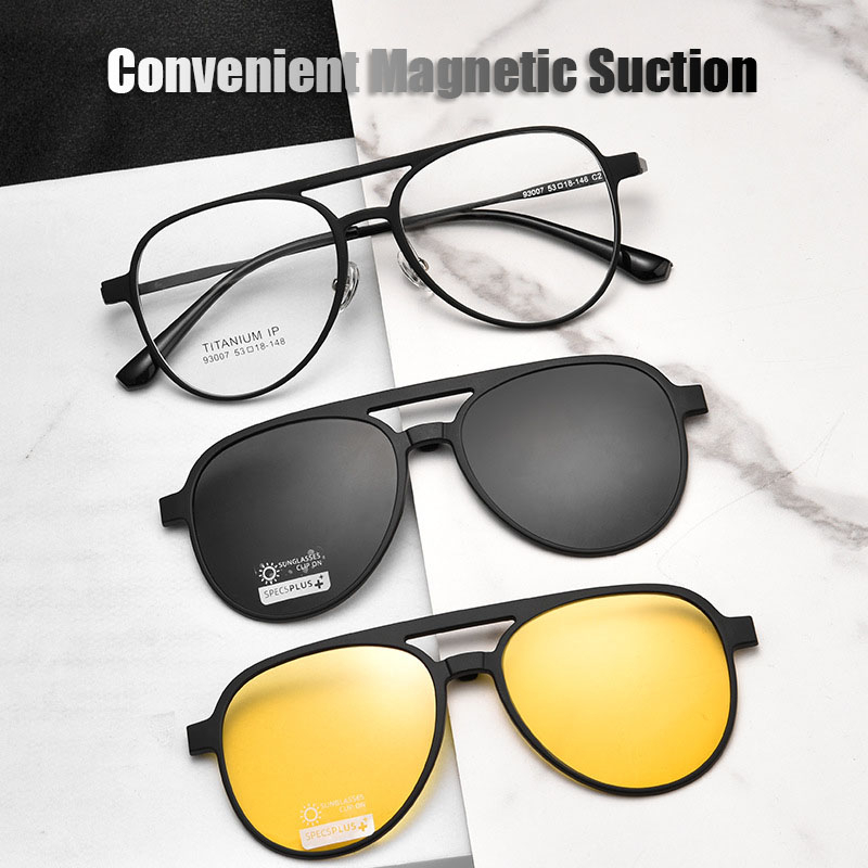 3 in 1 ULTEM Pure Titanium Glasses Frame Set Driver Night Vision Yellow