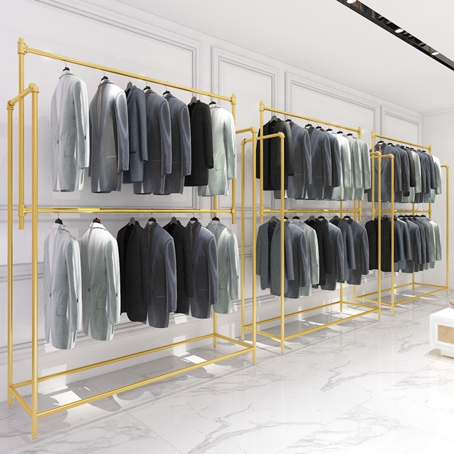 Liftable Hanger 2-Tier Coat Rack Floor-standing Double-Bar Suit Display ...