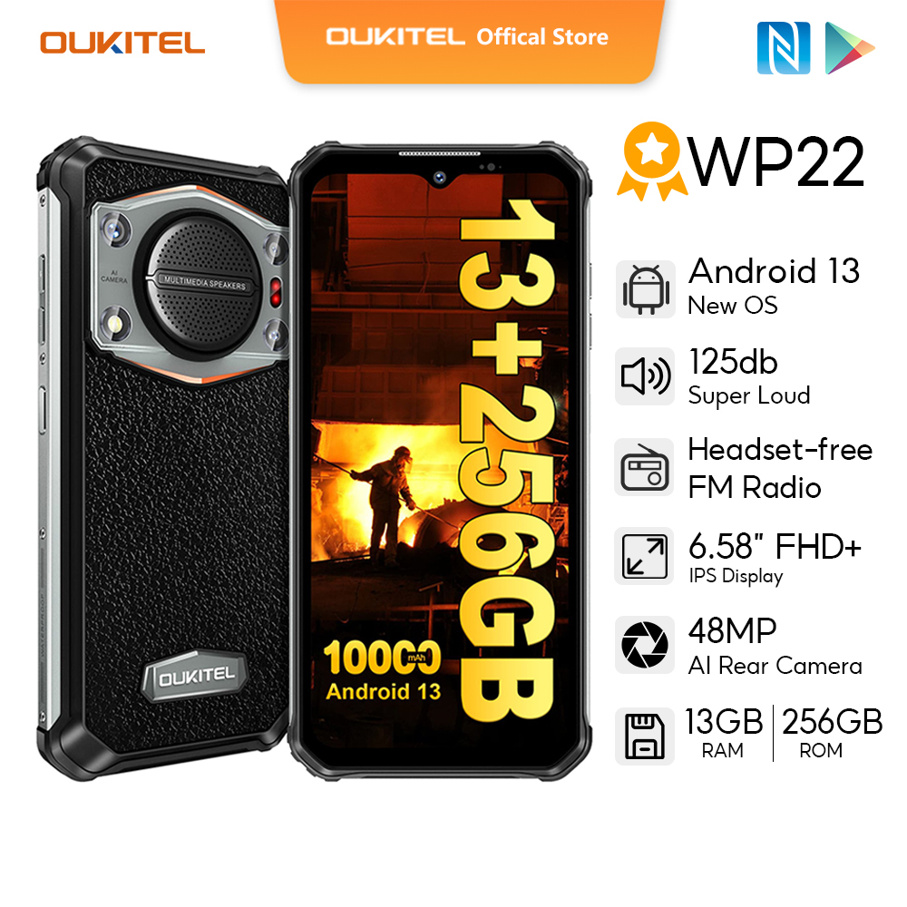 OUKITEL WP22（6.58“ FHD+ Android 13 13GB+256GB 10000mAh IP68/IP69K ...