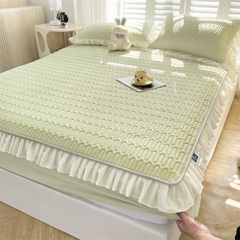 Class A Latex Bed Sheet Lace Style Ice Silk Mattress Cover Summer