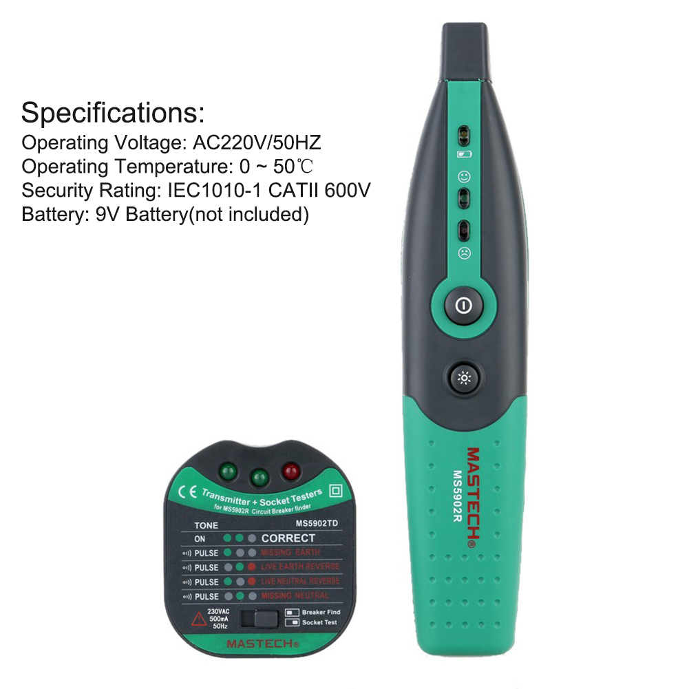 MASTECH MS5902 Automatic Circuit Breaker Finder Fuse Socket Tester EU ...