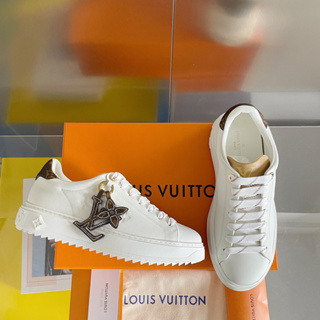 Louis Vuitton White Leather Logo Time Out Sneakers Size 36