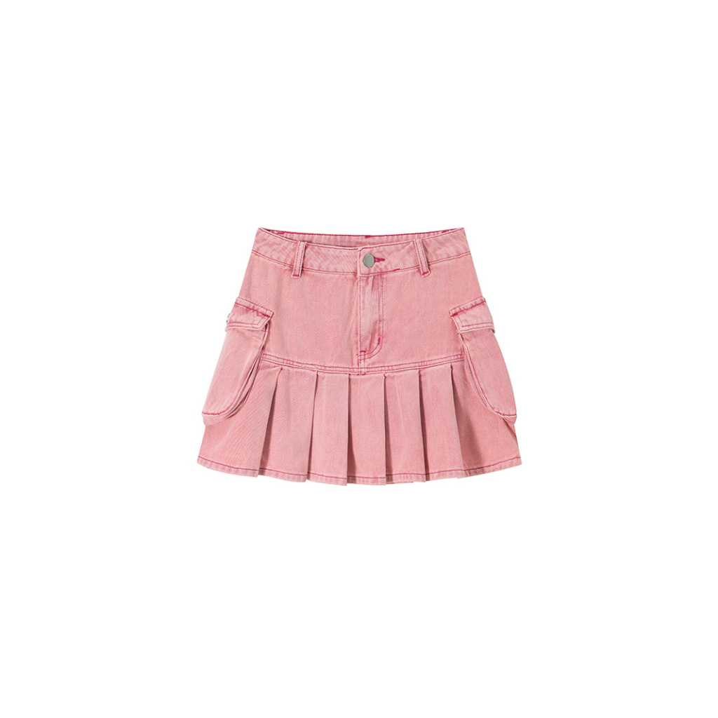 Pink denim short skirt women's spring/summer 2023 new high-waisted plus ...