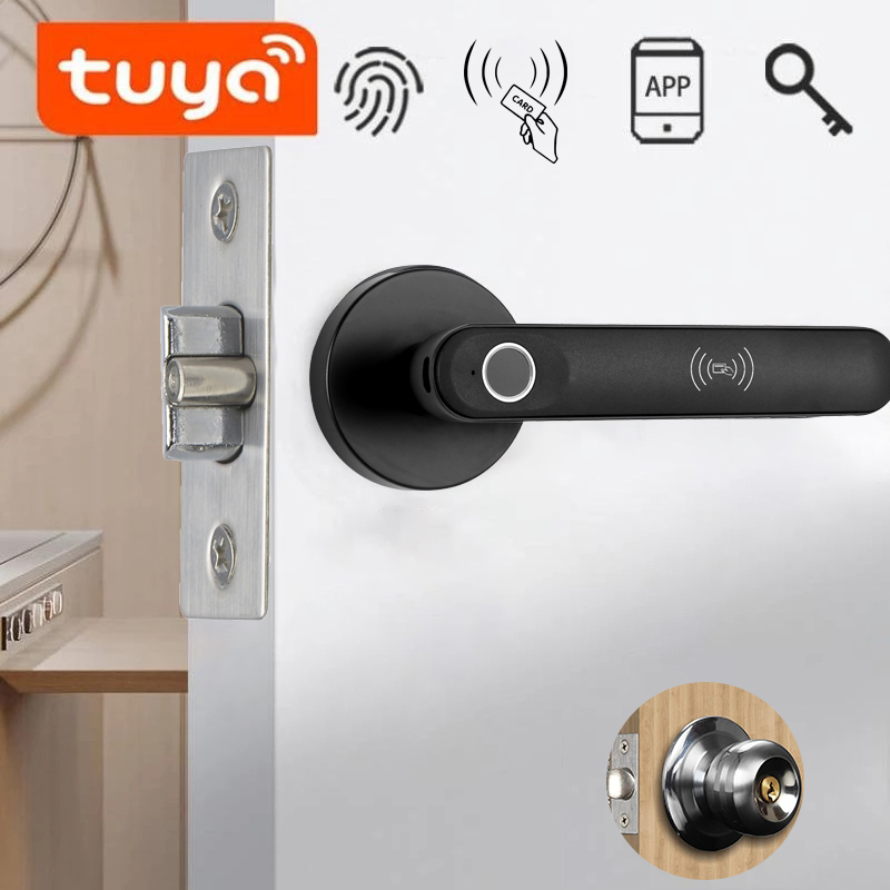 Fingerprint Door Lock for bedroom Biometric door Handle knob lock Tuya