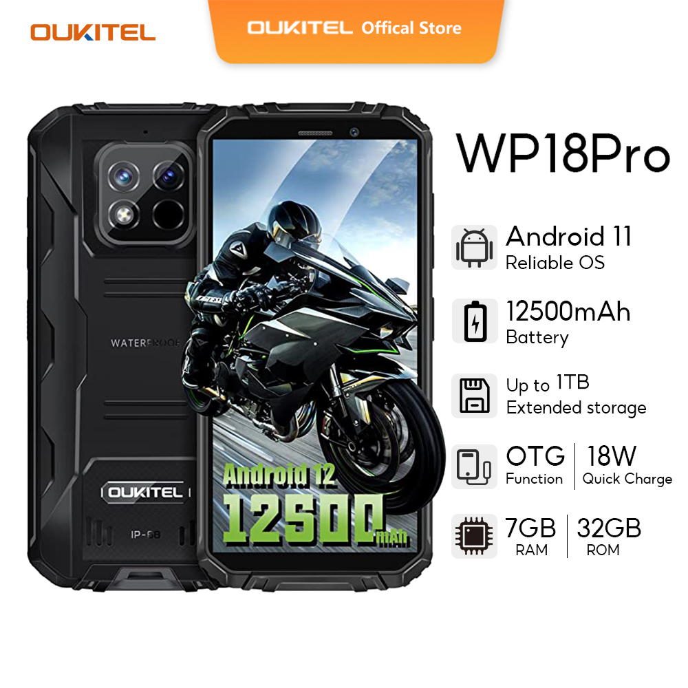 OUKITEL WP18 Pro（12500mAh/Android 12/7GB+64GB/5.93" HD+ Display）Rugged ...