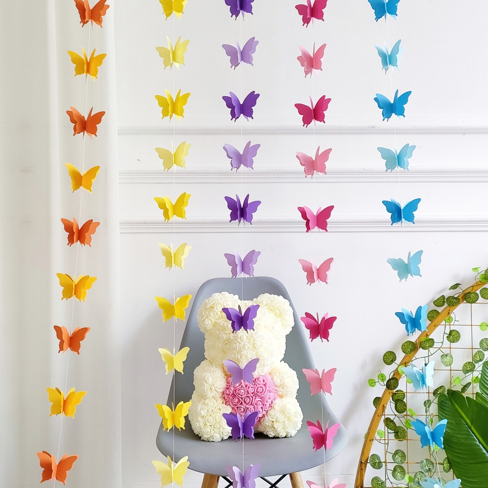 2m Colorful Gradient Butterfly Three-dimensional Paper Garland Birthday ...