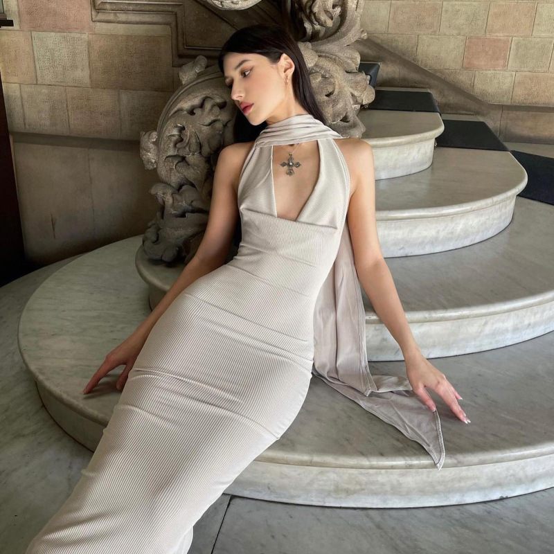 Klalien Summer Elegant Sleeveless Backless Slim Dresses Women's Fashion ...